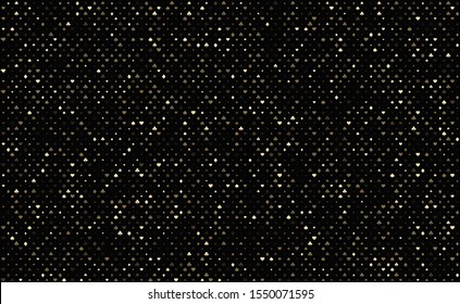 Casino background. Dark black vector background with cards signs. Symbols of playing cards. Design for gambling business or casino. Casino pattern for leaflets of poker games, events.