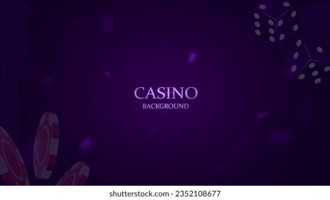 Fondo del casino. Dice y papas de póquer en morado y rosa.