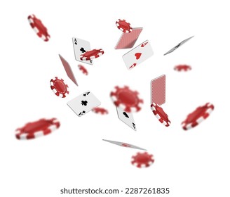 Casino background. Falling axes and chips.