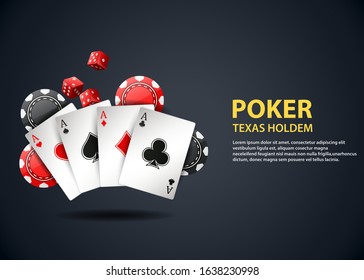 Casino background with poker card and chips. Vector illustration