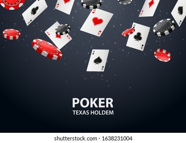 Casino background with poker card and chips. Vector illustration