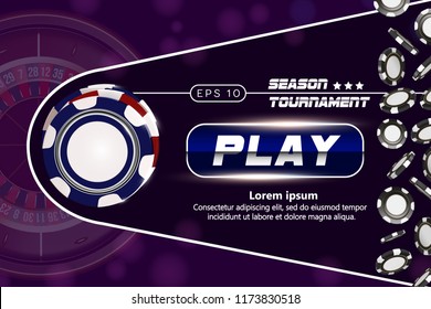 Casino background with poker chips. Online casino poker table concept design. Casino 3d vector illustration. Casino roulette wheel