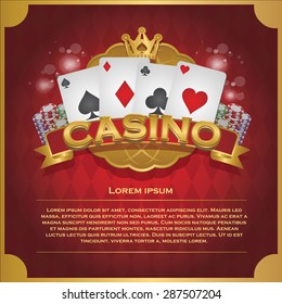 Casino background poker and casino label