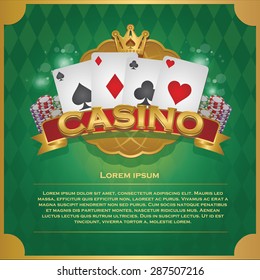 Casino background poker and casino label