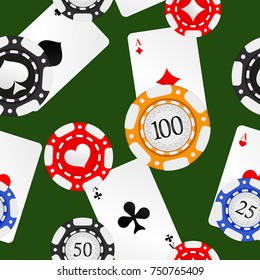 Casino background. Seamless pattern. Vector 3d illustration