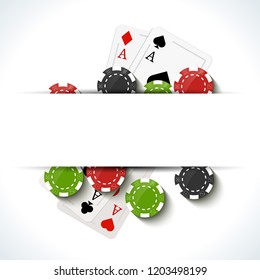 Casino background template poster. Online Casino vegas advertising design banner.