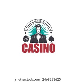 casino badge vintage logo vector illustration