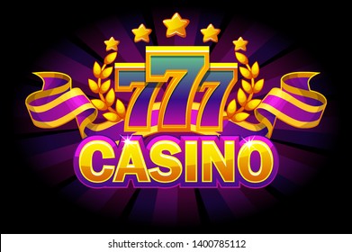 Casino Banner 777 Ribbon On Purple Stock Vector (Royalty Free ...