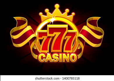 Casino banner with 777 and ribbon. Vector Objects on separate layers.