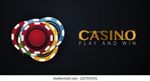 Casino banner with casino chips and cards. Poker club texas holdem. Vector illustration