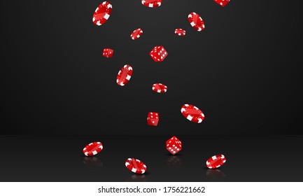 Casino banner jackpot design decorated with red glittering playing prize sign ship.