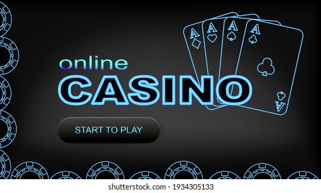 Casino banner. Neon inscription on a black background. Vector illustration for casino apps and websites