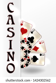 Casino banner with poker cards, vector illustration