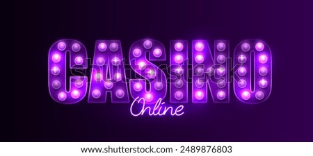 Casino banner. Retro sign. Online casino. Vector illustration