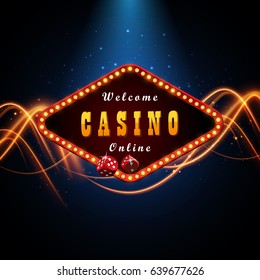 Casino banner sign decoration. Vector billboard for gambling in casino