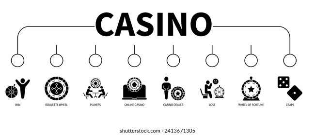 Pancarta de casino icono web ilustración de vector