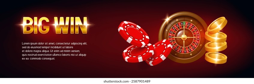 Casino banner for website. Big win. Vector illustration.