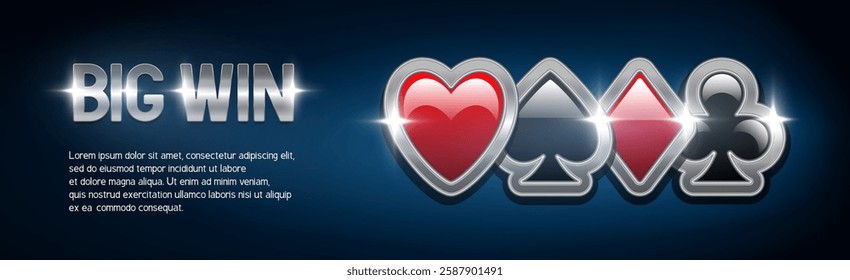 Casino banner for website. Big win. Vector illustration.