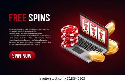 Casino banner for website. Vector illustration.