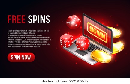 Casino banner for website. Vector illustration.