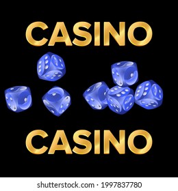 Casino banners. Dice and the inscription "Casino". Template for advertising parties, events in Vegas. The concept of winning or gambling. Vector illustration