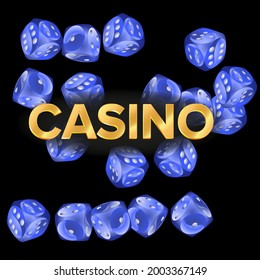 Casino banners. Dice and the inscription "Casino". Template for advertising parties, events in Vegas. The concept of winning or gambling. Vector illustration