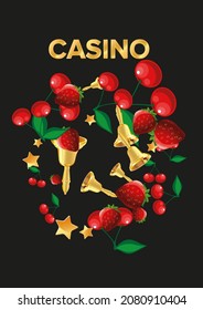 Casino banners. Inscription "Casino". Template for advertising parties, events in Vegas. The concept of winning or gambling. Vector illustration