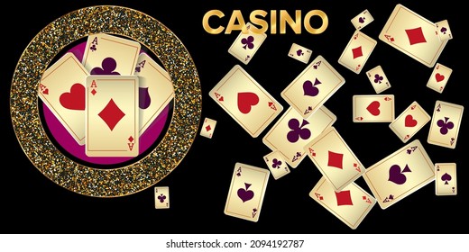 Casino banners. Template for advertising parties, events in Vegas. The concept of winning or gambling. Vector illustration