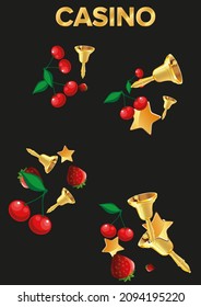 Casino banners. Template for advertising parties, events in Vegas. The concept of winning or gambling. Vector illustration
