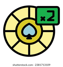 Casino bingo chips icon outline vector. Winner box. Prize lucky color flat