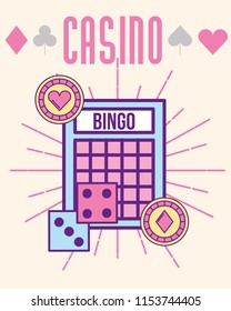 casino bingo dices and chips cartoon style