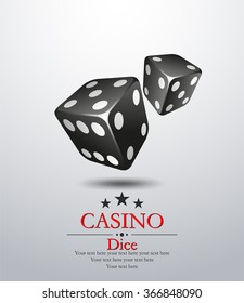 Casino.Two black dices. Vector illustration. Vip.