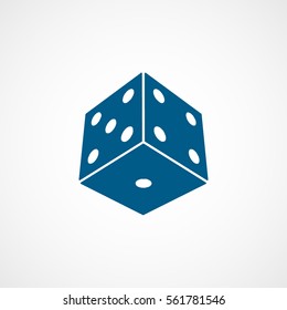 Casino Blue Dice Flat Icon On White Background