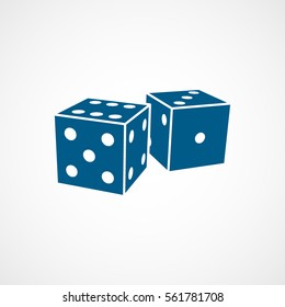 Casino Blue Dice Flat Icon On White Background