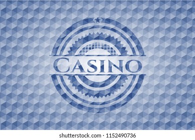 Casino blue polygonal badge.