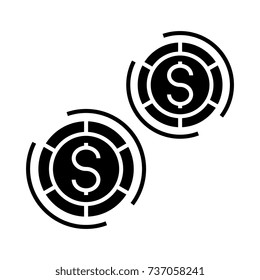 casino - board games icon, vector illustration, black sign on isolated background