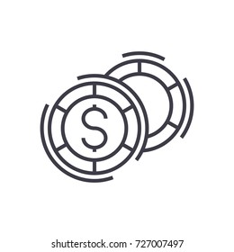 casino, board games vector line icon, sign, illustration on background, editable strokes