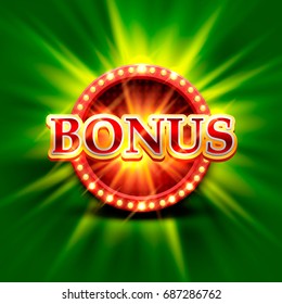 Casino Bonus Banner On A Bright Green Background. Vector Illustration