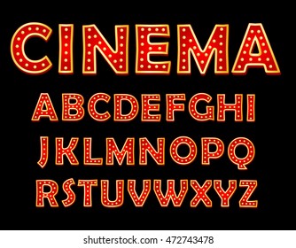 Casino or Broadway Signs style light bulb Alphabet in Vector