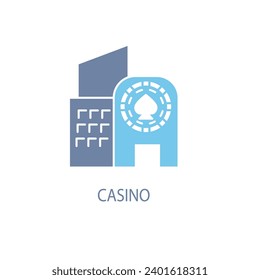 Casino building concept line icon. Simple element illustration. Casino building concept outline symbol design.