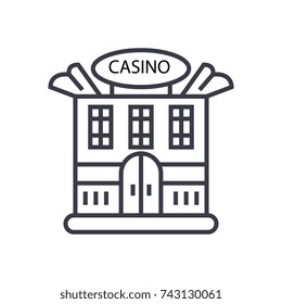 casino building concept vector thin line icon, symbol, sign, illustration on isolated background