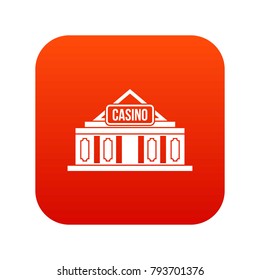 Casino building icon digital red for any design isolated on white vector illustration