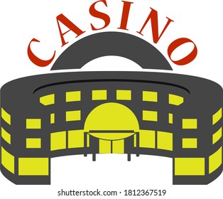 Casino Building Icon. Flat Color Design. Vector Illustration.