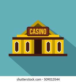 Casino building icon. Flat illustration of casino building vector icon for web isolated on baby blue background