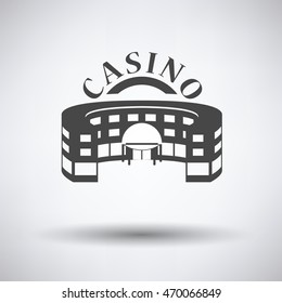 Casino building icon on gray background with round shadow. Vector illustration.