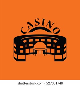 Casino building icon. Orange background with black. Vector illustration.
