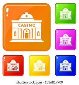 Casino building icons set collection vector 6 color isolated on white background