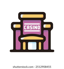 Casino construindo ícone de contorno para design gráfico, aplicativos e sites