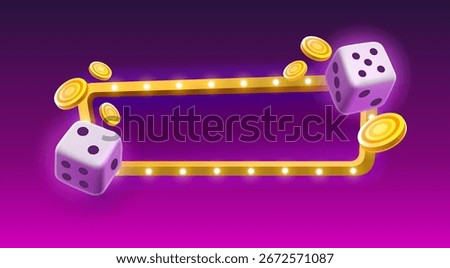 Casino button frame, banner billboard, night Vegas. Vector illustration