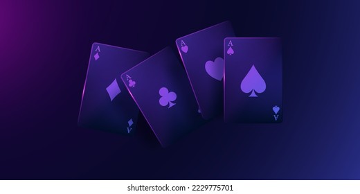 casino card design background on neon light on luxury black background vector illustration